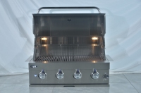 Cuisine extérieure multifonctionnelle autoportante en acier inoxydable 304, barbecue à gaz 4 brûleurs, commande par bouton, protection haute pression