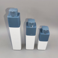 Flacon pompe carré en plastique recyclable PPWR pour fond de teint et crème cosmétique, contenances 15ml, 30ml, 50ml, rechargeable, sans air