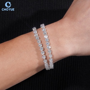 Hot Sale Heart Shape 5mm Moissanite Cuban Link Bracelet Rhodium Plated Solid 925 Silver Bracelet Hiphop <b>Iced</b> <b>Out</b> Jewelry - Product Image 4