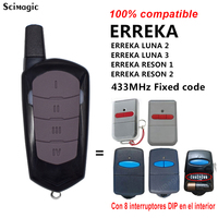 Smg-261 pour ERREKA RESON 1 LUNA 2 Télécommande de garage 433mhz Duplicateur 4 boutons 8 Dip Code fixe Clone