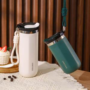 Portable <b>Insulated</b> Coffee <b>Mug</b> 304 Stainless Steel 6-12 Hours Thermal Travel With Lanyard For On The Go Use - Product Image 1