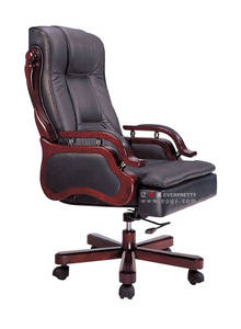 Ghế xoay văn phòng cao cấp dành cho giám đốc, thiết kế công thái học, chất liệu da PU, tay vịn và chân làm bằng gỗ chắc chắn, đệm mút đàn hồi. - Product Image 5