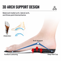 Semelles intérieures de sport unisexes respirantes et absorbant les chocs avec talon en gel alvéolé, support de voûte plantaire 3D en TPU et coque de talon profonde