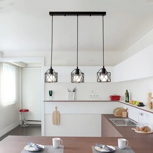 Lampadario a Sospensione a 3 Luci Nero, Lampada a Sospensione Moderna Nordica a LED per Interni, Decorativa E27, per Camera da Letto, Sala da Pranzo, Cucina, Ristorante - Product Image 2