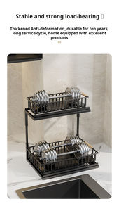 2 packs de plateaux coulissants pour armoires de cuisine à poignée en bois, à 2 niveaux réglables <span class=keywords><strong>sous</strong></span> l'évier, pour le rangement des épices et des fournitures de nettoyage. - Product Image 3