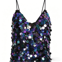 Robe Courte Sexy et Respirante à Col en V avec Paillettes Colorées, Taille Empire, Idéale pour les Fêtes Printemps-Été pour Femme