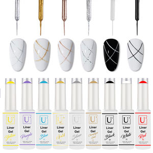 Unails Black Nail Art Liner Nail 12 colores para <span class=keywords><strong>manicura</strong></span> <span class=keywords><strong>francesa</strong></span> Soak off Gel Platinum Nail Color Display Polvo Acrílico - Product Image 1