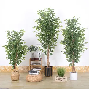 Hot Sale Künstliche Pflanze Kunststoff Ficus Banyan Bäume Topf für Indoor Outdoor grün Mini Banyan Ficus Baum Dekoration