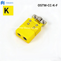 Konektor Termokopel Tipe-K Pria-Wanita OEM ODM Dapat Disesuaikan Kuning Standar Steker Soket Braket Terminal Coupler IP65 Nylon