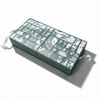 Boîte cadeau calendrier de l'avent de Noël personnalisée, imprimée, biodégradable, écologique, réutilisable, à double ouverture, design boîte mystère, logo personnalisé