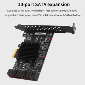 TISHRIC PCIE 1 To 10 Sata 3.0 Port PCIE Splitter Express 1x To 16x USB 3.0 Special Riser Card Adapter