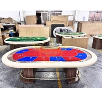YH disesuaikan taplak meja Soild kayu Oval 10 pemain Digital Cina kasino Retro merah Texas meja Poker