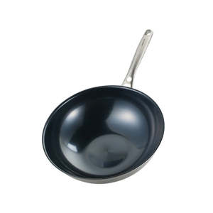 Ventas de fábrica, sartén china de 32 cm, superficie azul de titanio, utensilios de cocina antibacterianos de mantenimiento fresco - Product Image 5