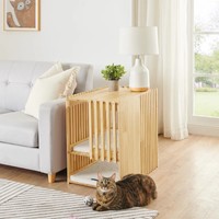 Jaula Moderna de Madera Maciza de 2 Niveles con Vidrio para Gatos, Transpirable, con Cojines Lavables, Venta al por Mayor de Fábrica, Pedidos a Granel OEM