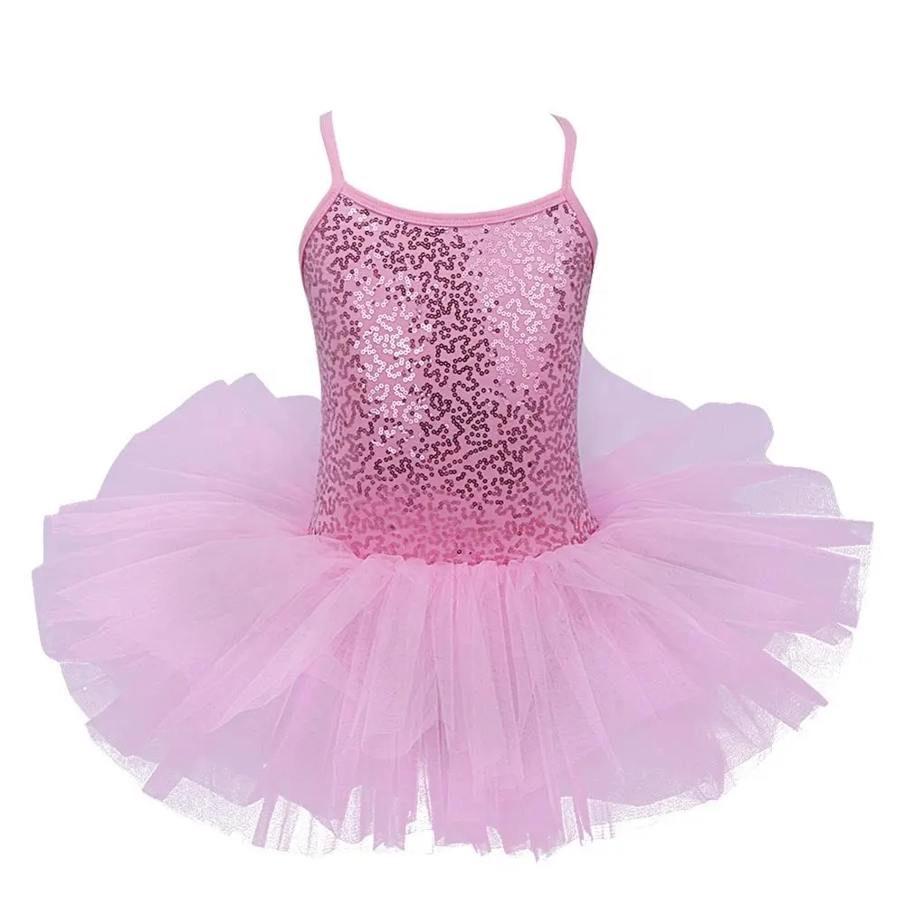 Girls Sequined Performance Wear With Knickers Ballet Tutu Dress 4 Layers Mesh Tulle Dance Leotard Dresses For Kids