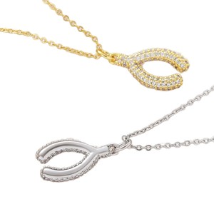 Collier pendentif Wishbone plaqué cuivre et or véritable incrusté de zircon, best-seller, bijou Wishbone tendance en CZ - Product Image 5