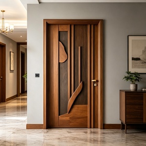 Puerta Principal de Madera Artística Personalizada, Acabado Premium en Nogal, Panel Escultural Único - Product Image 2