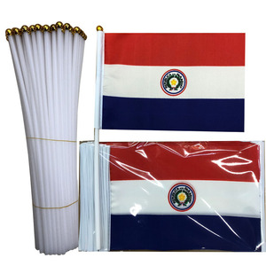 Venta al por mayor de banderas personalizadas de Paraguay de 14*21 cm, fabricantes de banderas nacionales de poliéster con asta. - Product Image 6