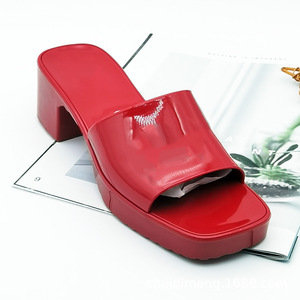 Sandales pour femmes en gros, sandales en gelée noires, sandales compensées confortables pour femmes, <span class=keywords><strong>pantoufles</strong></span> en gelée carrées, chaussures pour filles, <span class=keywords><strong>pantoufles</strong></span> en gelée - Product Image 6