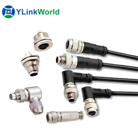 M9 circulaire 2pin 3pin 4pin 5pin 6pin 7pin 8pin 90 angle pcb mount din mini ip 68 étanche led auto capteur adaptateurs connecteur