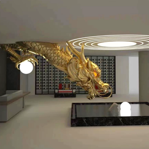 Decoración de Pared Hecha a Mano, Arte de Resina, Decoración Feng Shui China Dorada, Estatuas de Dragón, Marca Quncan - Product Image 1