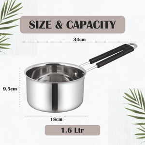 Cacerola Premium de Acero Inoxidable Resistente con Asa de Plástico, Interior Satinado, Capacidad de 1-2L, Apta para Gas e Inducción, Ecológica - Product Image 4