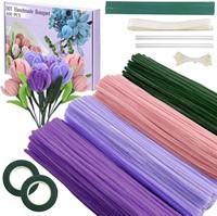 Kit de bouquet de fleurs en chenille à faire soi-même, artisanat fait main, ensemble cadeau