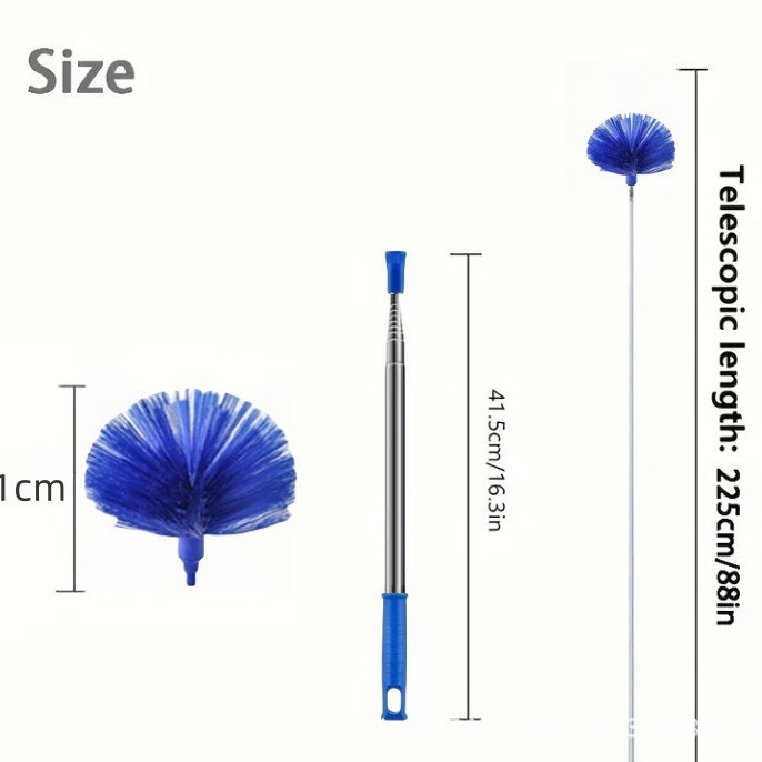Brosse toile d'araignée télescopique bleue (longueur totale 225 cm)