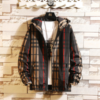 TONGYANG 2026 – Nouvelle veste bomber homme printemps-automne, version coréenne, coupe slim, à capuche, motif écossais classique, confortable et de haute qualité