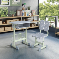 Bureau d'étude réglable pour étudiants avec cadre en acier, tiroir de sécurité, certifié ISO, bureau et chaise d'école, mobilier scolaire moderne