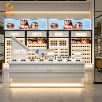 Présentoir mural LED rétroéclairé en métal tendance pour magasin d'optique, armoire de rangement pour lunettes de soleil, vitrine à lunettes