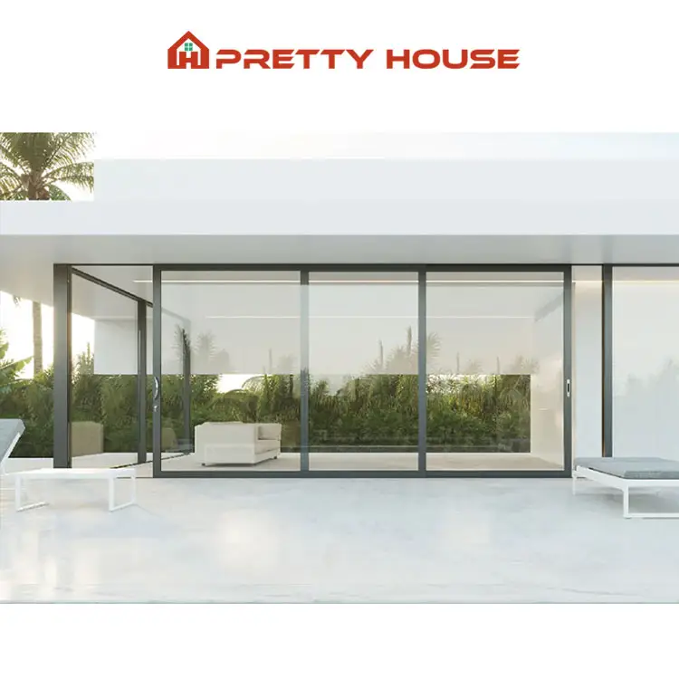 Outdoor Waterproof Terrace Aluminum Multi Slide Doors Exterior Double Glazed Sliding Glass Doors for Patio