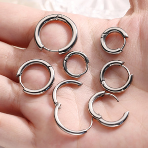 Pendientes de aro de acero inoxidable de 8 mm, 10 mm, 12 mm, 14 mm, minimalistas, para regalo, joyería de moda - Product Image 3