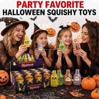Jouet Squishy Bouteille Pailletée Halloween, Jouet Transparent Extensible en TPR à Presser, Fantôme Citrouille Anti-Stress, Boîte Mystère, Cadeau de Fête pour Enfants