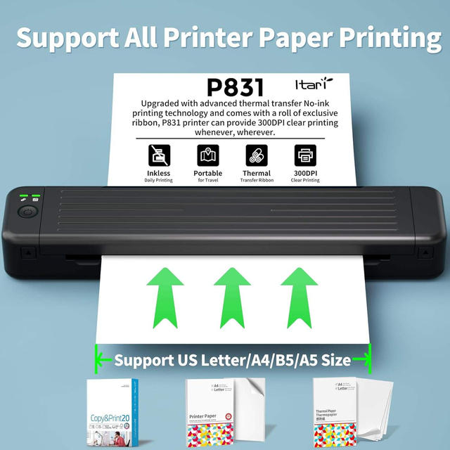Phomemo P831 300DPI Portable Thermal Printer Wireless A4 Inkless for Business Travel Office