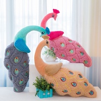 Peluche d'oiseau et de paon personnalisé OEM, jouet doux de décoration en peluche, oreiller, cadeaux pour enfants, 50 pièces