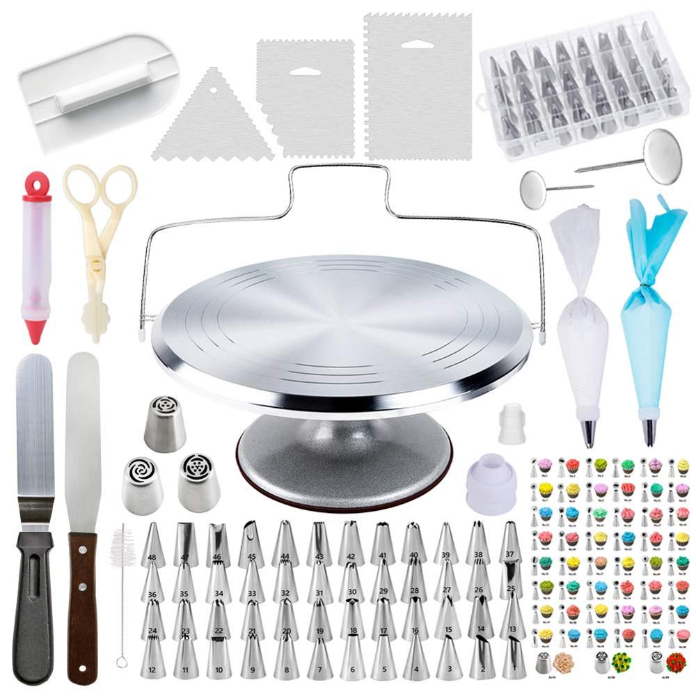 Wholesale High Quality Aluminium Rotating Turntable Stand 78 Piece Cake Decorating Kit Baking Tools Set