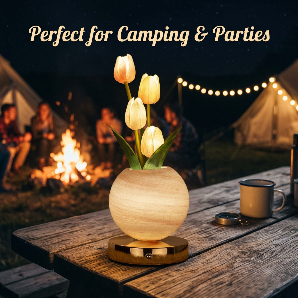 Tulip LED Night Light, USB Charging, Battery-powered, Suitable for Party Decoration, and a Great Gift for Festivals.