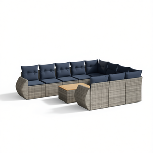 Ensemble de canapés de jardin en polyrotin gris avec coussins, 10+ places, mobilier d'extérieur, design contemporain - Product Image 1
