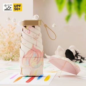 Parapluie compact portable double usage pour femme, soleil et pluie, couleur fraîche, en plastique, semi-automatique, style capsule - Product Image 1