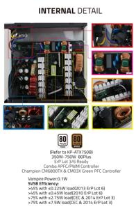 KINPOWER Nouvelle <span class=keywords><strong>alimentation</strong></span> électrique semi-modulaire certifiée 80 Plus Bronze Gold de <span class=keywords><strong>650</strong></span> watts avec ventilateur de 140 mm - Product Image 2