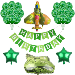 Ballons et guirlande de bannière sur le thème des forces spéciales militaires de camouflage, avion, char, décoration de fête de gâteau pour le 1er anniversaire d'un <span class=keywords><strong>bébé</strong></span> garçon - Product Image 2