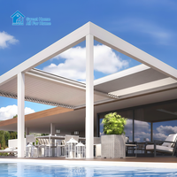 Pergola bioclimatique de luxe Sweet Home en aluminium avec lames rétractables électriques et éclairage LED, imperméable, pour jardin extérieur
