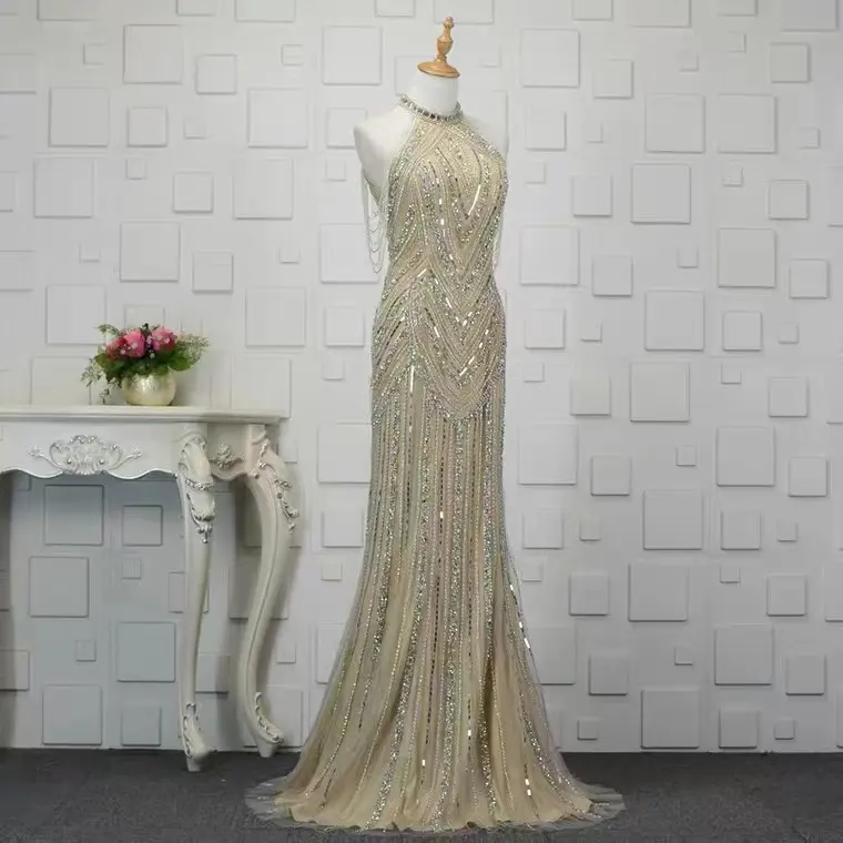 Elegant Crystal Beaded Beaded Sleeveless Satin Gown Dress For Mother Of The Bride Luxury 2022 Mother Of The Bride Dresses Sequin