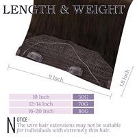 Extensions de cheveux invisibles à fil transparent 18 pouces 86g Brun foncé Kinky Straight Cheveux humains brésiliens Remy Aspect naturel