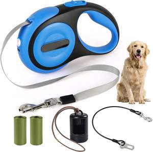 16 <span class=keywords><strong>ft</strong></span> guinzaglio retrattile per cani 360 ° senza grovigli a prova di masticazione di lusso modello animale durevole crepuscolo luci sacchetti di cacca nastro - Product Image 1