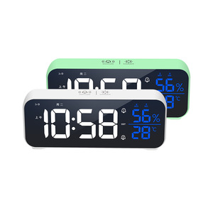 Sạc âm thanh đồng hồ báo thức Gương Led âm nhạc đồng hồ hai Bộ đồng hồ báo thức - Product Image 2
