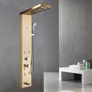 Shower board bathroom wall-mounted stainless steel waterfall shower column set tower massage nozzle temperature digital display