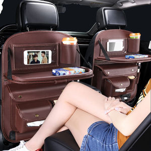 Organisateur de siège arrière de voiture pliable en cuir PU de luxe durable, multifonctionnel, universel, 50x65cm, sac de rangement en filet - Product Image 4