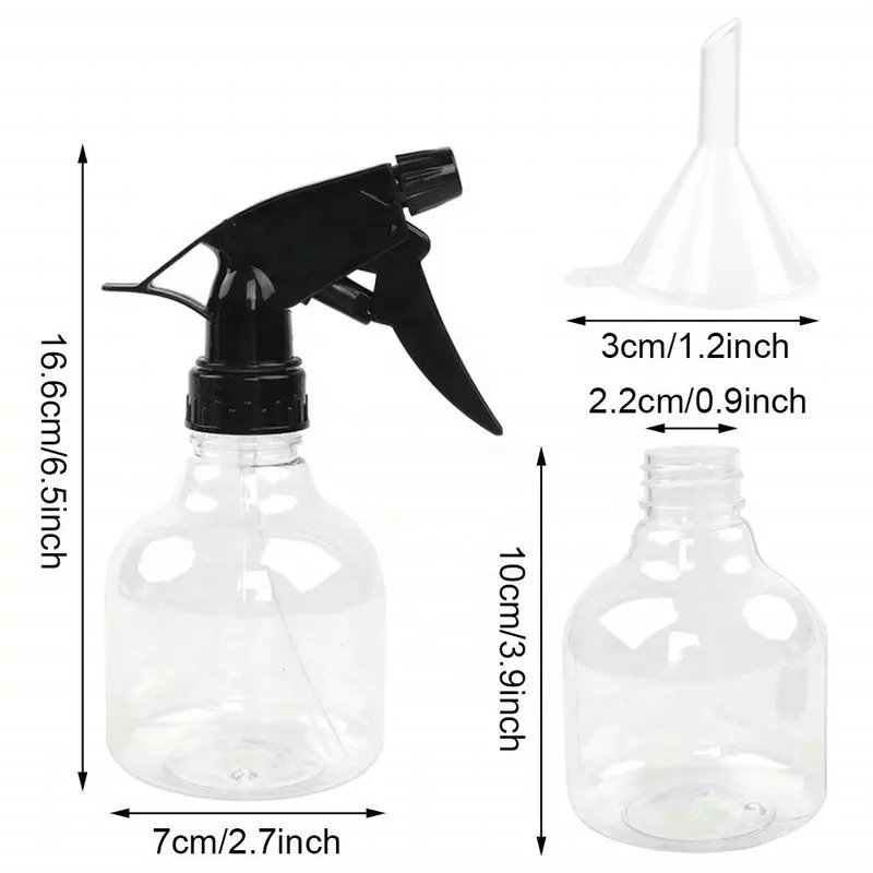 Garrafas de spray de plástico vazios de 8oz/250ml, pulverizador preto com bico ajustável para limpeza de plantio de jardim, cozinha